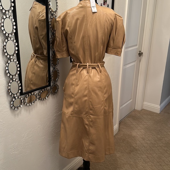 New York and Company, Faux Leather shirt dress with gold buttons - Picture 4 of 5